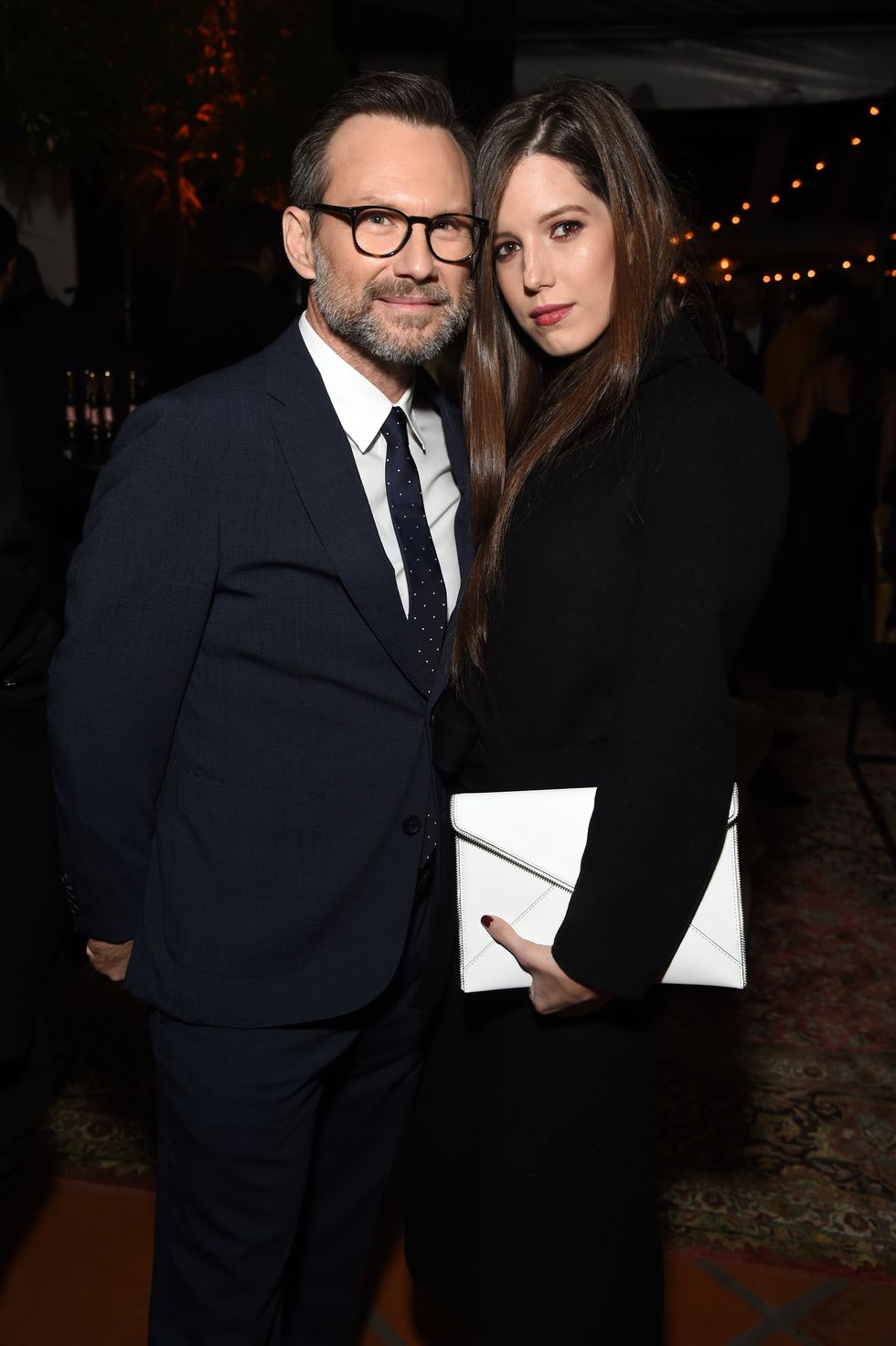 beverly hills, ca   december 06  christian slater and brittany lopez attend the 2018 gq men of the year party at a private residence on december 6, 2018 in beverly hills, california  photo by michael kovacgetty images for gq