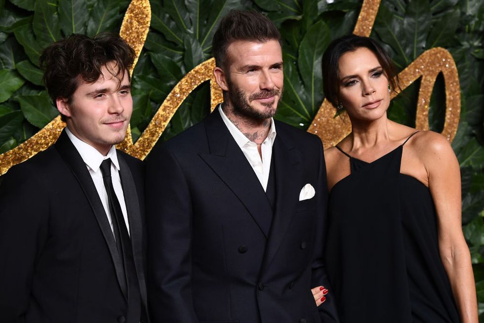 london, england   december 10  brooklyn beckham, david beckham and victoria beckham arrive at the fashion awards 2018 in partnership with swarovski at royal albert hall on december 10, 2018 in london, england  photo by jeff spicerbfcgetty images for bfc