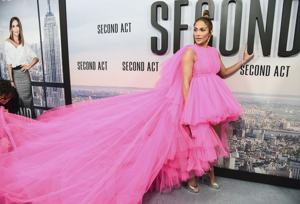 Jennifer Lopez Wears Hot Pink Giambattista Valli Gown at Second Act Premiere