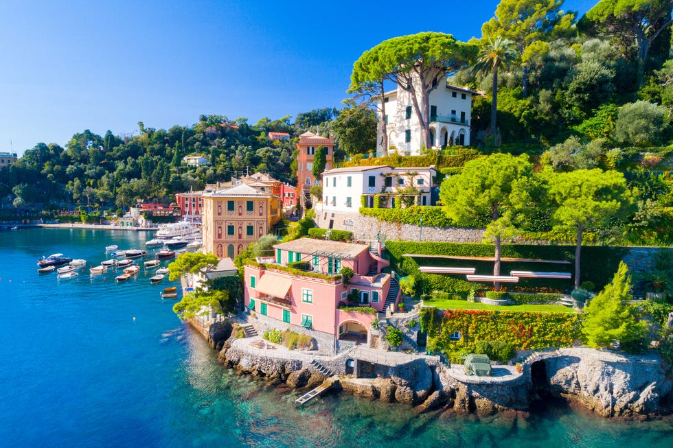 Italy holidays beautiful sea coast with colorful houses in portofino, italy