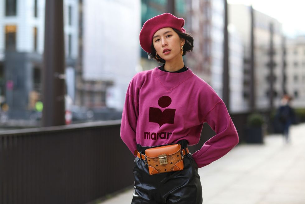 hamburg, germany   november 26 anh phoenix wearing a isabel marant sweater, mcm belt bag and a leather pants on november 26, 2018 in hamburg, germany photo by jeremy moellergetty images