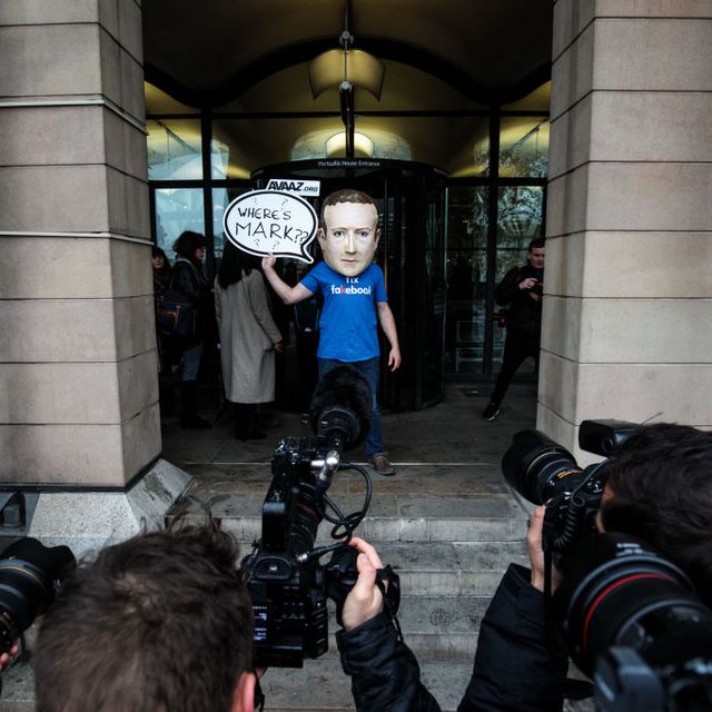mark zuckerberg protestor london england