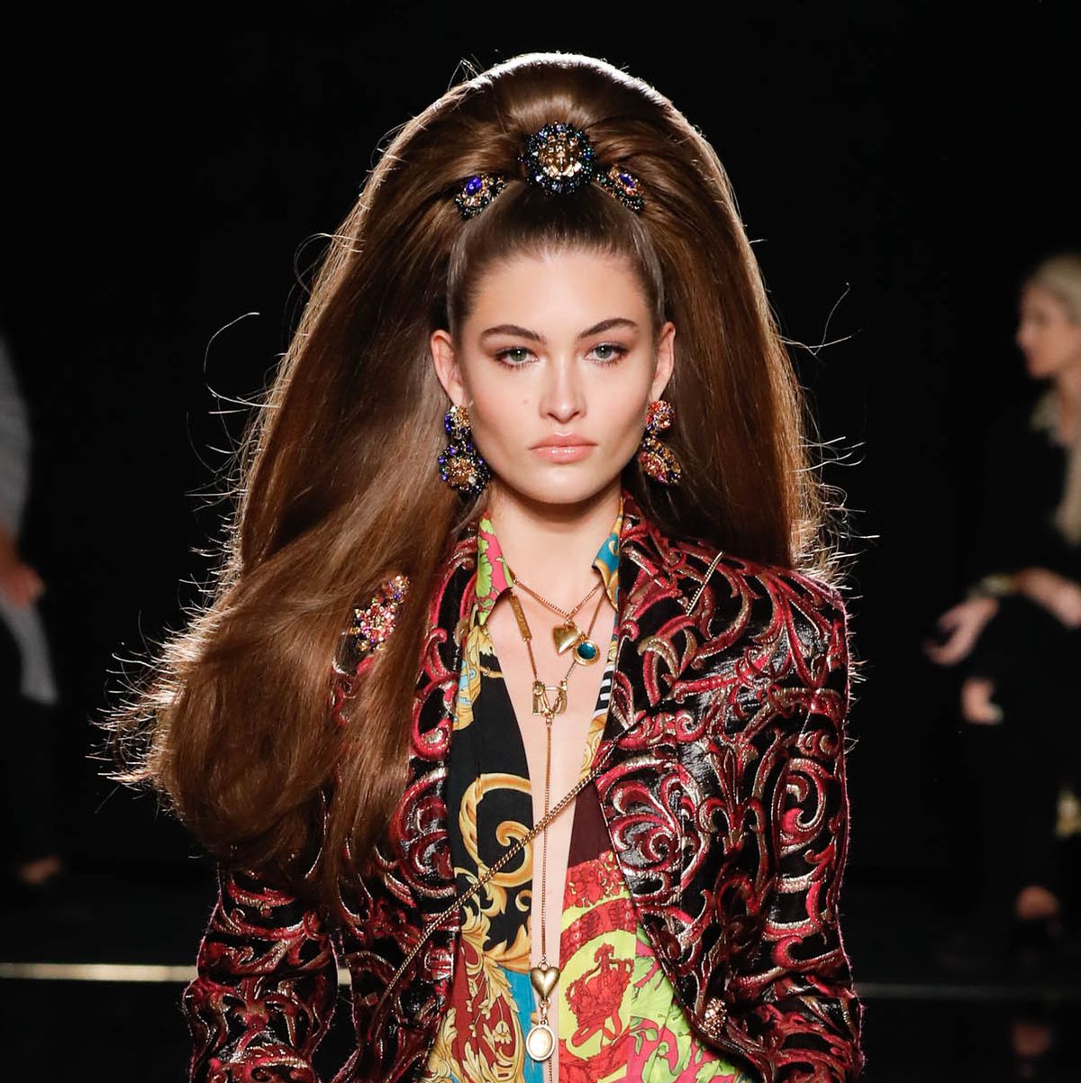 The Hair at Versace's Show Was So Big and Full of Secrets - Model Grace  Elizabeth Hair at Versace New York City Fall 2019