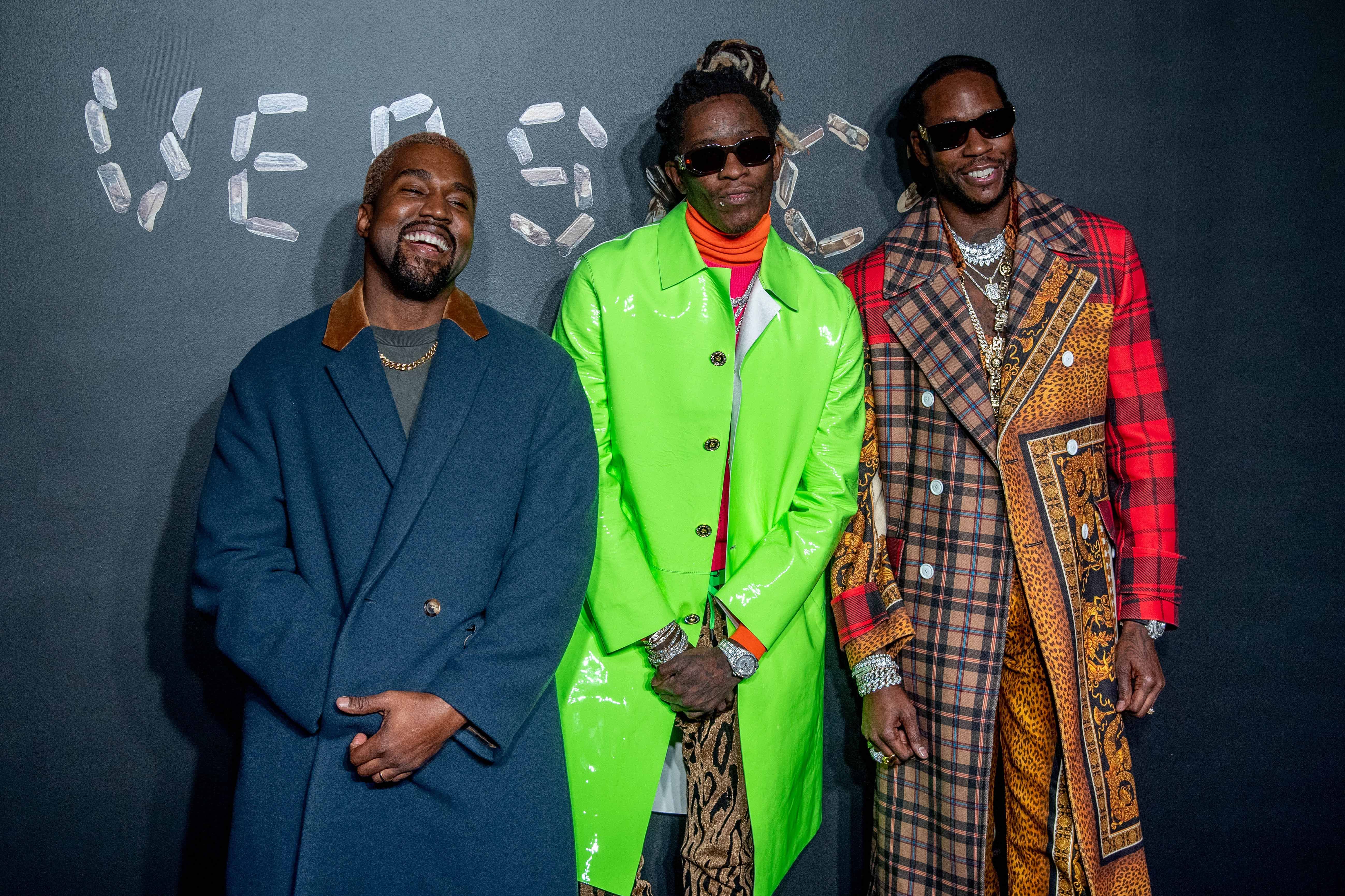 Versace New York Fashion Show Celebrity Style - 2 Chainz, Kanye, Young  Thug, and 21 Savage at Versace Pre-Spring 2019