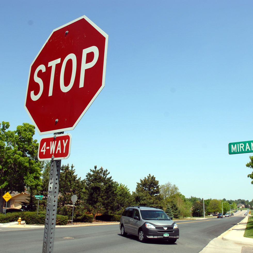 Motor vehicle, Road, Signage, Sign, Stop sign, Transport, Vehicle, Mode of transport, Car, Infrastructure, 
