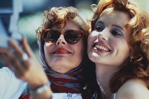 actresses susan sarandon left and geena davis star in the film thelma and louise, 1991 photo by fotos internationalgetty images