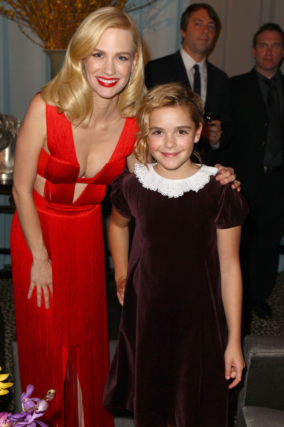 actors january jones and kiernan shipka attend amcs 2011 golden globe awards viewing and after party held at the beverly hilton hotel on january 16, 2011 in los angeles, california