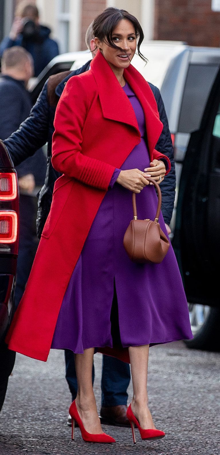 Meghan Markle's red dress and purple coat tribute to Princess Diana?