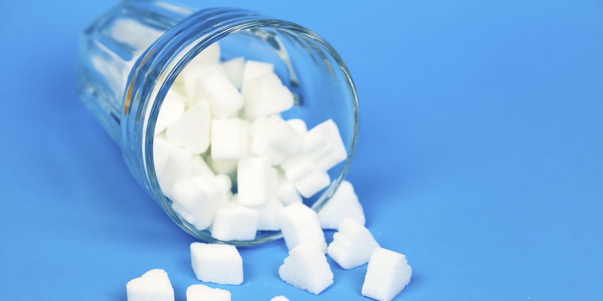 glass with sugar cubes