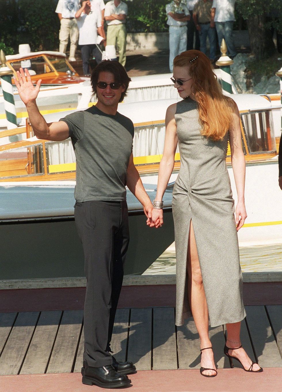 italy   september 01  venice film festival arrival of tom cruise and nicole kidman in venice, italia on september 01st , 1999  photo by eric vandevillegamma rapho via getty images