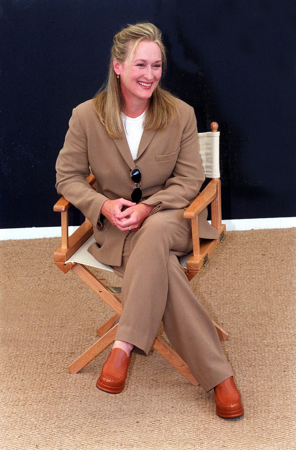 Meryl Streep con traje de chaqueta beige