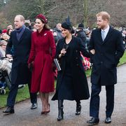 kings lynn, england   december 25 prince william, duke of cambridge, catherine, duchess of cambridge, meghan, duchess of sussex and prince harry, duke of sussex attend christmas day church service at church of st mary magdalene on the sandringham estate on december 25, 2018 in kings lynn, england photo by samir husseinsamir husseinwireimage