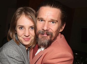 new york, ny   january 24  exclusive coverage maya hawke and father ethan hawke pose at the opening night after party for the roundabout theatre companys production of sam shepards true west on broadway at brasserie 8 12 on january 24, 2019 in new york city  photo by bruce glikasbruce glikasfilmmagic
