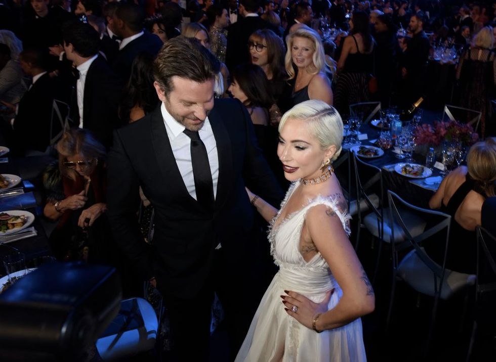 Lady Gaga and Bradley Cooper inside the ballroom at the 25th Annual Screen Actors Guild Awards show at the Shrine Auditorium in Los Angeles on January 27, 2019