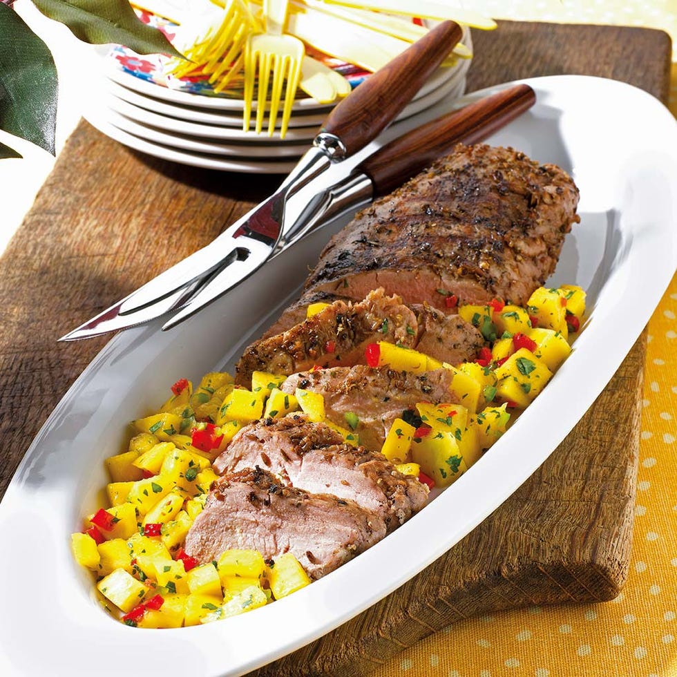 lomo de cerdo con salsa de mango