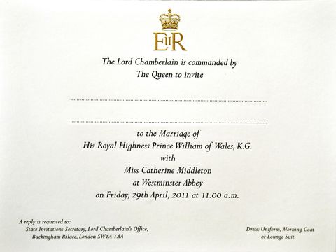 Will and Kate's Wedding Invitation