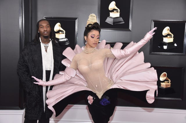 Cardi B Wore a Hair Clip Dress and Kissed Offset at the 2023 MTV VMAs