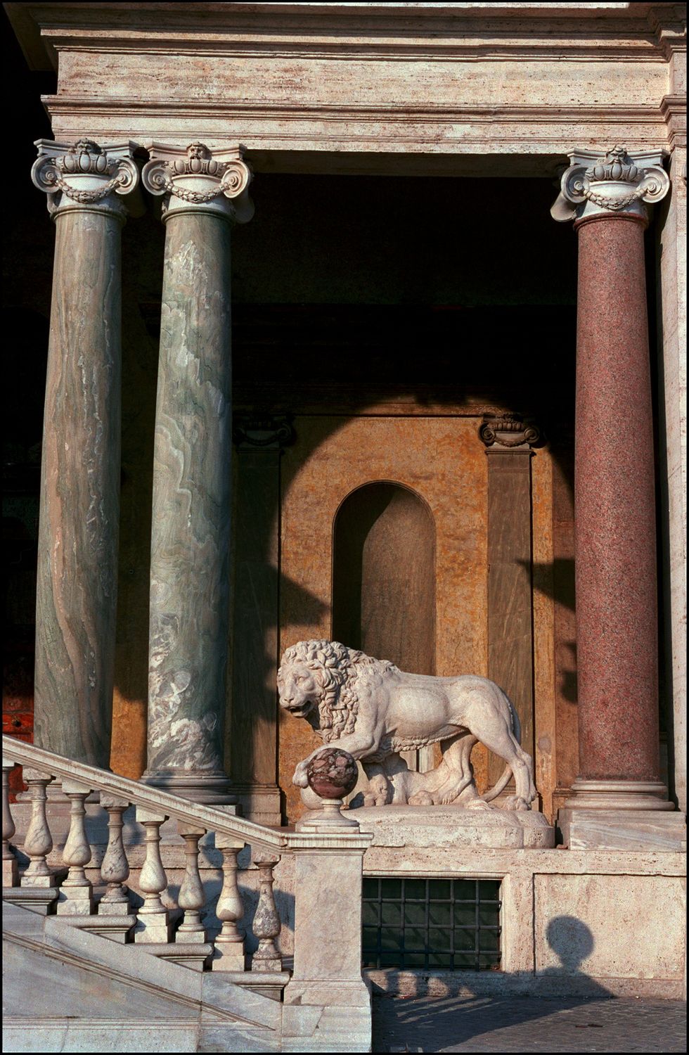 italy   june 12  on the loggia, a 19th century copy of a lion statue   the original is in bargello museum in florence in rome, italy on june 12, 2002  photo by raphael gaillardegamma rapho via getty images