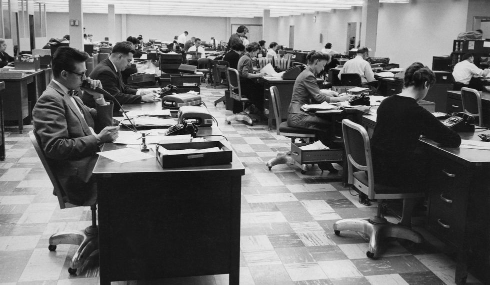 workers in a large, open plan office, usa, circa 1955 photo by fpgarchive photosgetty images