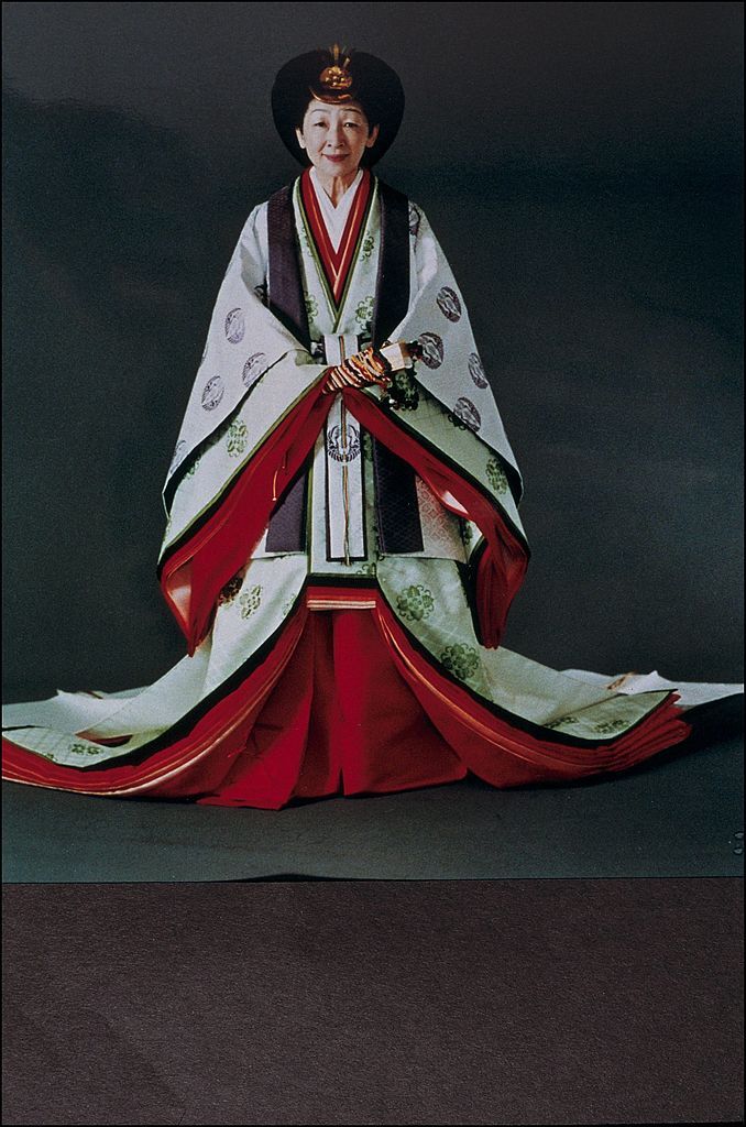 Emperor Akihito And Empress Michiko In Traditional Dress In Japan On November 08, 1990.