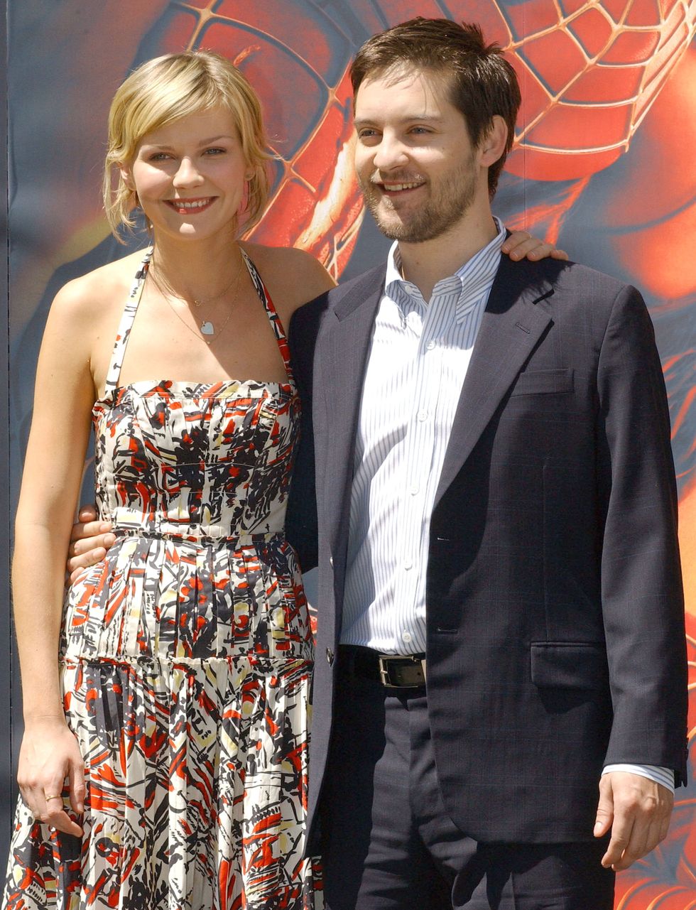 kirsten dunst and tobey maguire during spider man 2   madrid photocall at villamagna hotel in madrid, spain photo by lalo yaskywireimage