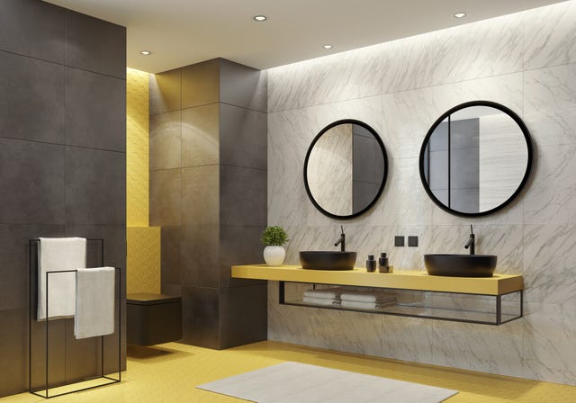 baño contemporáneo en negro