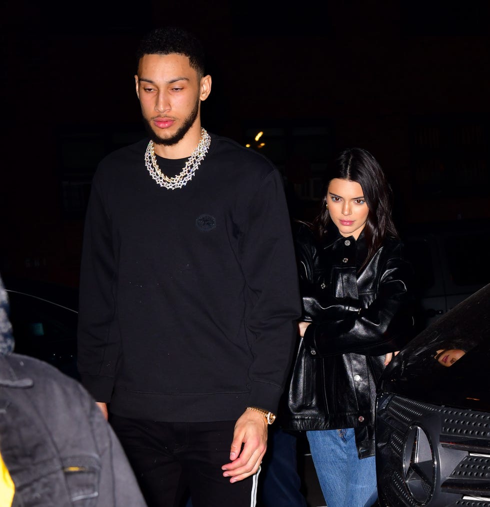 new york, ny february 14 ben simmons and kendall jenner arrive to marquee new york on february 14, 2019 in new york city photo by james devaneygc images