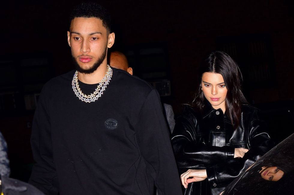 new york, ny february 14 ben simmons and kendall jenner arrive to marquee new york on february 14, 2019 in new york city photo by james devaneygc images