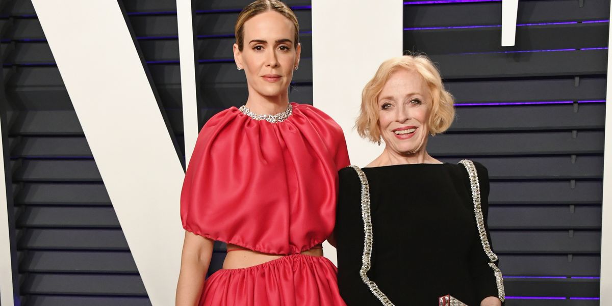 beverly hills, ca   february 24  l r sarah paulson and holland taylor attend the 2019 vanity fair oscar party hosted by radhika jones at wallis annenberg center for the performing arts on february 24, 2019 in beverly hills, california  photo by jon kopaloffwireimage