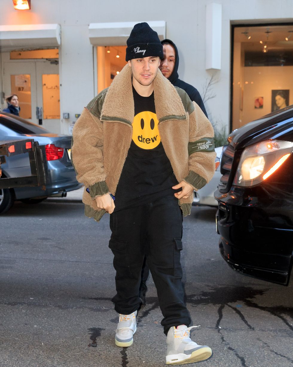 Justin Bieber dons a colorful ensemble from his fashion brand Drew House as  he steps out in NYC