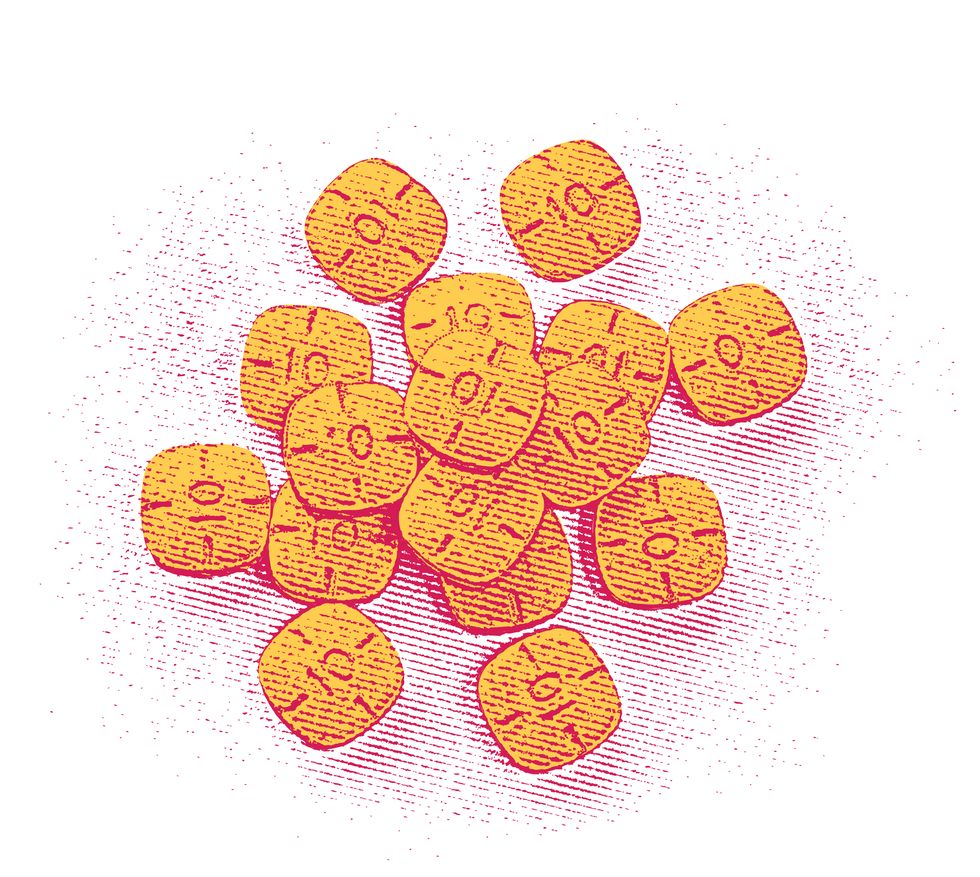 vector engraving of a pile of adderall pills