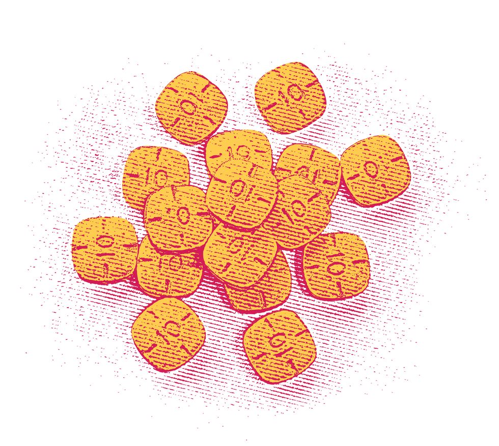 vector engraving of a pile of adderall pills