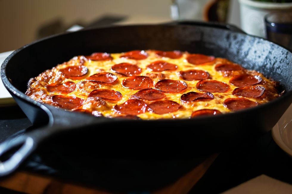 Cast Iron Deep Dish Pepperoni Pizza