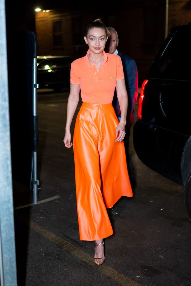 Gigi Hadid Orange Trousers Street Style Autumn Winter 2021