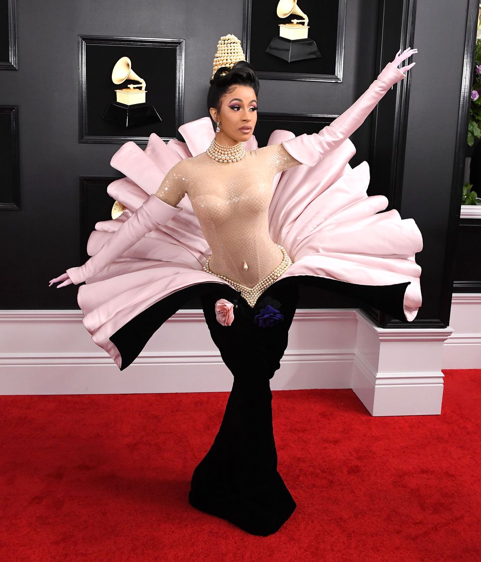 Cardi B in the 'Birth of Venus' dress at the Grammys