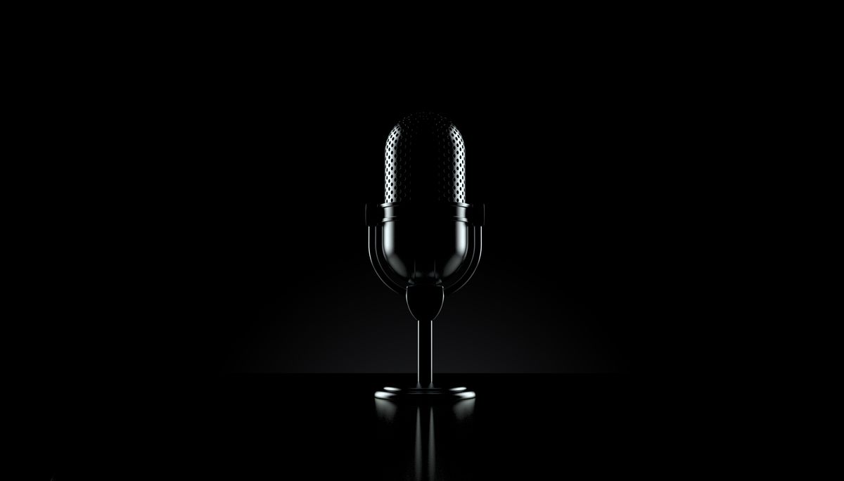 Radio microphone on black background
