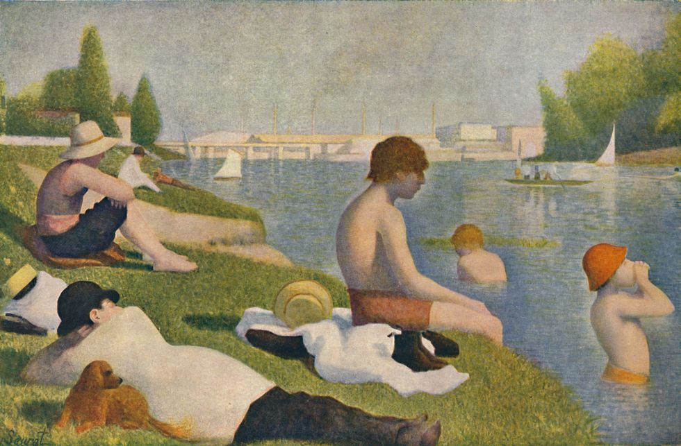 la baignade, bathers at asnieres, 1884, 1937 oil on canvas from french painting and the nineteenth century, by james laver b t batsford ltd, london, 1937 artist georges pierre seurat photo by the print collectorgetty images