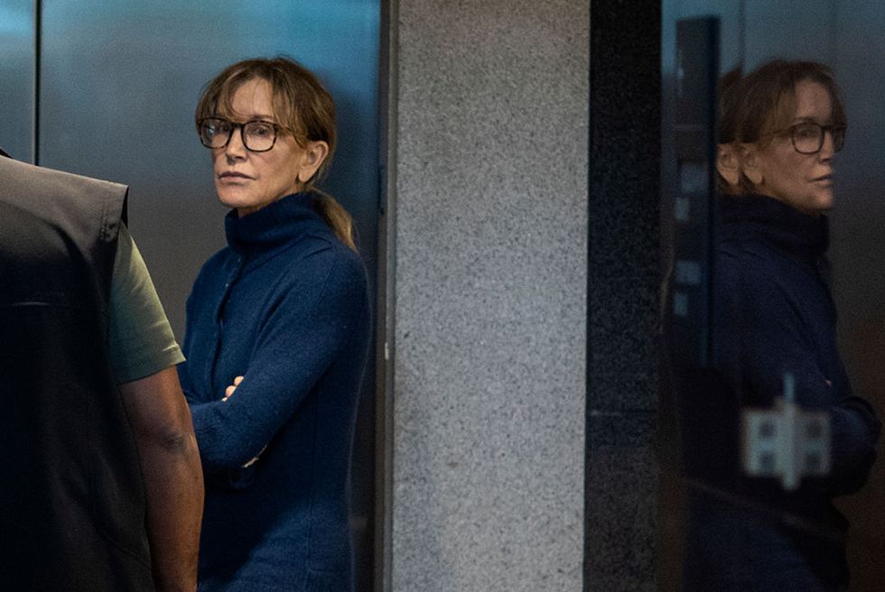 topshot   actress felicity huffman is seen inside the edward r roybal federal building and us courthouse in los angeles, on march 12, 2019   two hollywood actresses including oscar nominated desperate housewives star felicity huffman are among 50 people indicted in a nationwide university admissions scam, court records unsealed in boston on march 12, 2019 showed the accused, who also include chief executives, allegedly cheated to get their children into elite schools, including yale, stanford, georgetown and the university of southern california, federal prosecutors saidhuffman, 56, and lori loughlin, 54, who starred in full house, are charged with conspiracy to commit mail fraud and honest services mail fraud
a federal judge set bond at 250,000 for felicity huffman after she was charged in a massive college admissions cheating scandal photo by david mcnew  afp        photo credit should read david mcnewafp via getty images