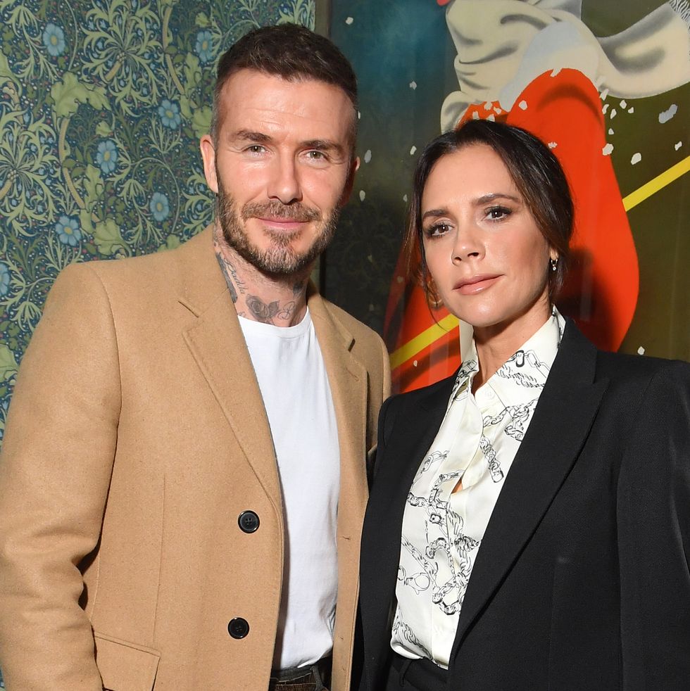 london, england february 17 l r victoria and david beckham attend the victoria beckham x youtube fashion beauty after party at london fashion week hosted by derek blasberg and david beckham, at marks club on february 17, 2019 in london, england photo by victor boykogetty images for youtube