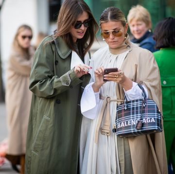 london, england february 19 guests looking at their phone seen outside shrimps during london fashion week february 2019 on february 19, 2019 in london, england photo by christian vieriggetty images