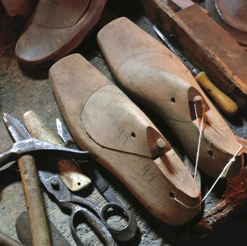 work instruments shoemaker inside maso typical tyrolean farm, kramsach, tyrol, austria