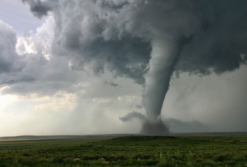 this tornado demonstrates the rotational bands twisting around the tornado itself, campo, colorado, usa