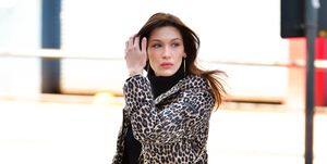 Bella Hadid leopard print jacket