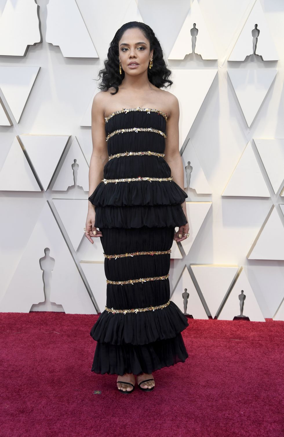 Tessa thompson Oscars 2019 black chanel couture dress