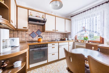 hdr shot of an old school kitchen