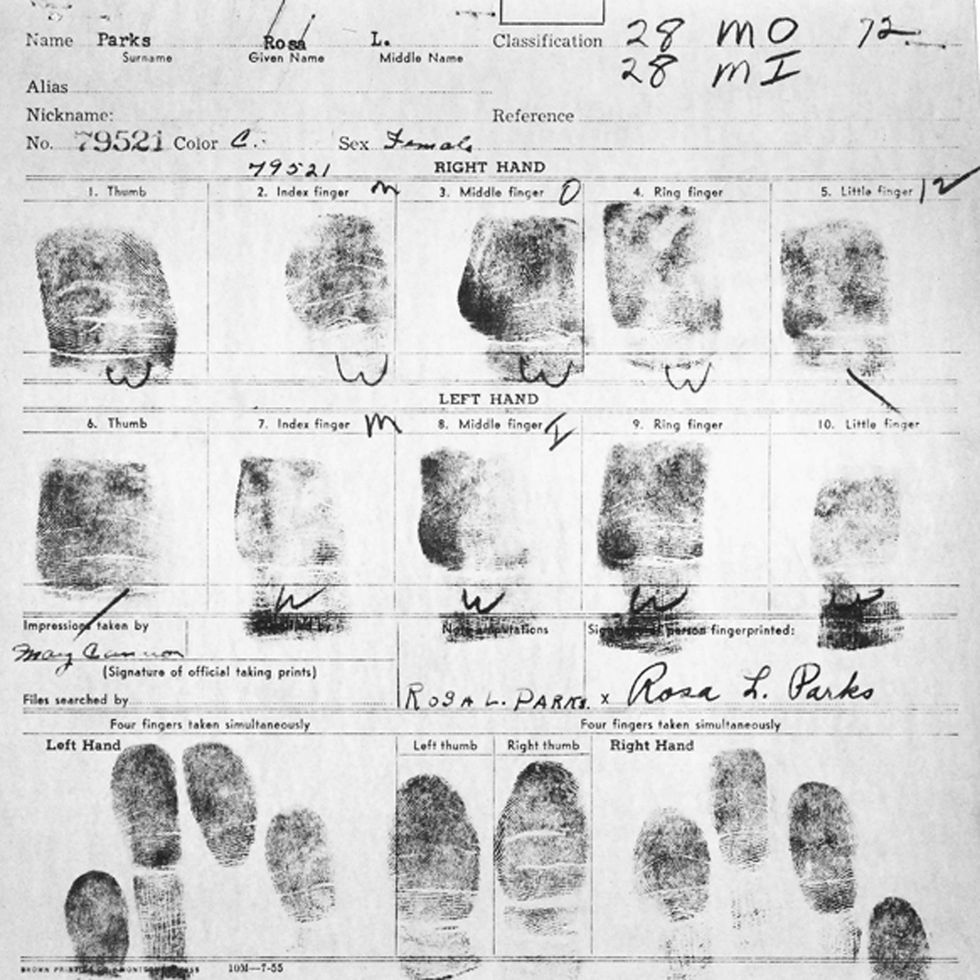 Fingerprint Card of Rosa Parks