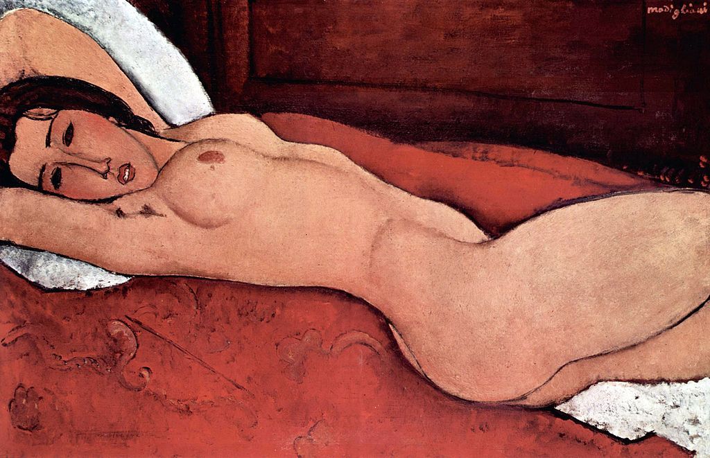 unspecified   circa 1754 amedeo modigliani 1884 1920 italian painter and sculptor nude seated on a sofa 1917 oil on canvas reclining nude with arms folded behind her head 1916 photo by universal history archivegetty images