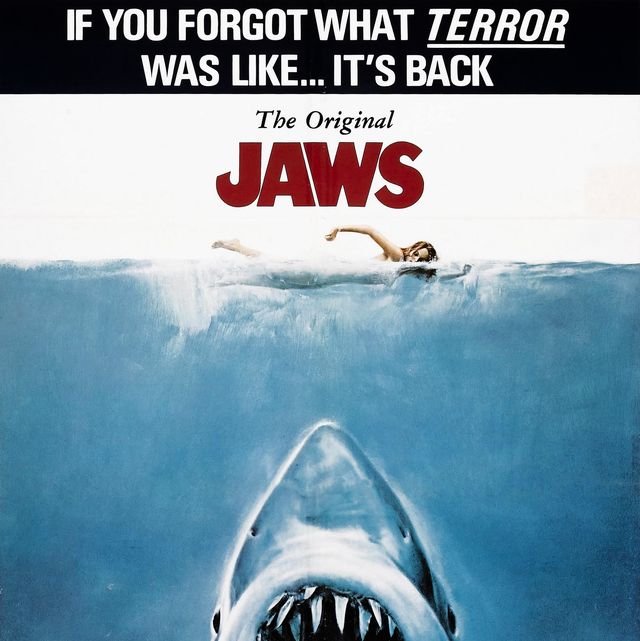 jaws, poster, re release poster, 1975 photo by lmpc via getty images