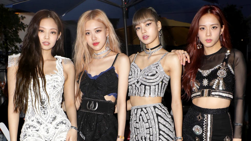 indio, ca   april 12  editors note retransmission with alternate crop l r jennie kim, rosé, lisa and jisoo of blackpink are seen at the youtube music artist lounge at coachella 2019 on april 12, 2019 in indio, california  photo by roger kisbygetty images for youtube
