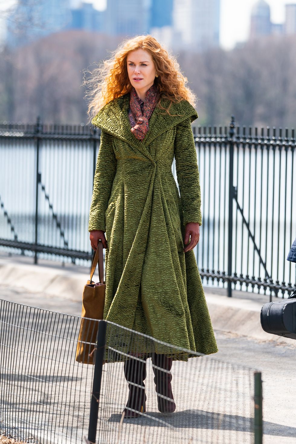new york, new york   march 27 nicole kidman is seen on set for the undoing in central park on march 27, 2019 in new york city photo by gothamgc images